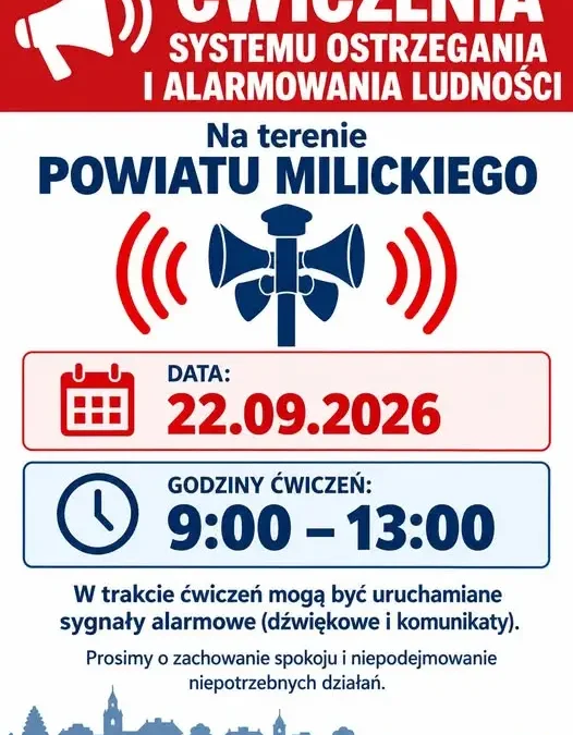 Powiat milicki: jutro test systemu ostrzegania i alarmowania ludności