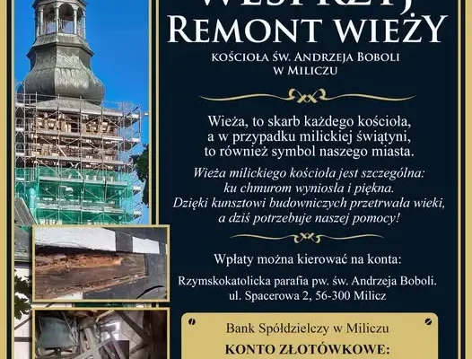 Miliccy wierni ratują wieżę kościoła św. Andrzeja Boboli – trwa zbiórka na remont