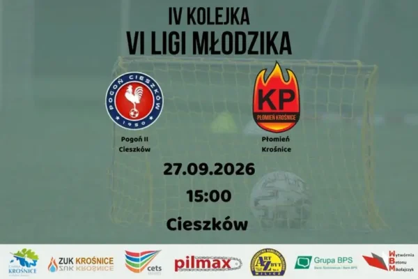 Młodzik Płomienia Krosnice zagra w Cieszkowie z miejscową Pogonią