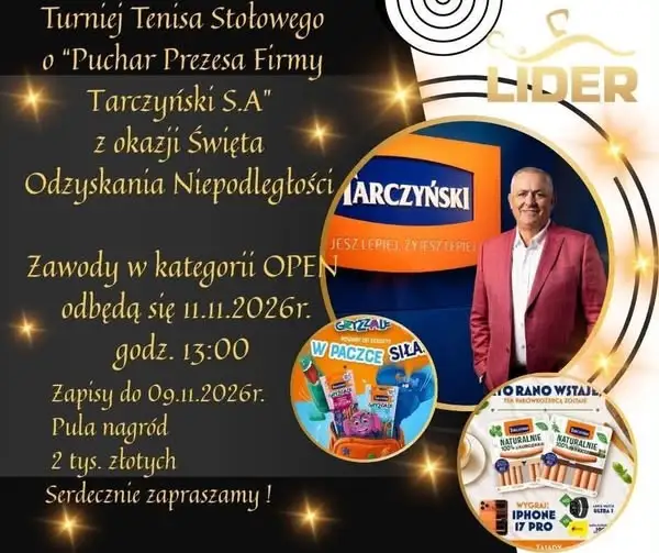 Turniej tenisa stołowego o Puchar Prezesa Tarczyński S.A. – zapisy trwają