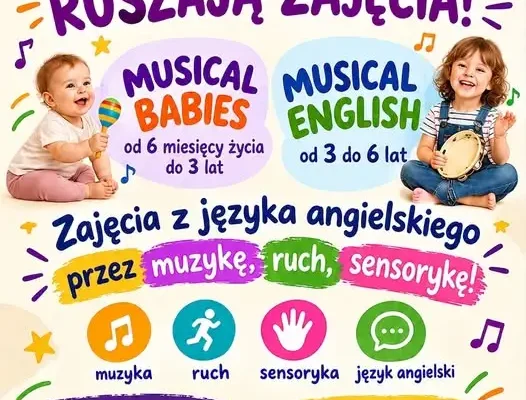 Musical Babies i Musical English – nowe zajęcia z angielskiego dla najmłodszych w Krośnicach