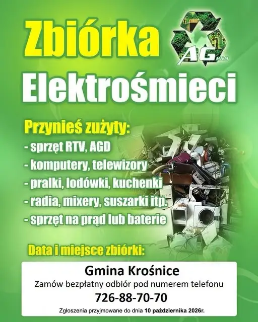 Gmina Krośnice: bezpłatna zbiórka elektroodpadów z odbiorem z posesji