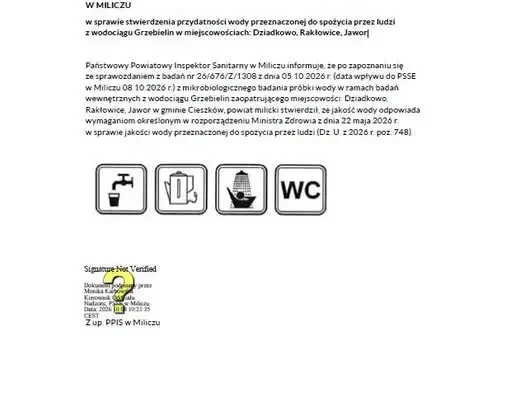 Woda z wodociągu Grzebielin w gminie Cieszków ponownie zdatna do picia