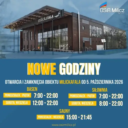 Milicka Fala wydłuża godziny otwarcia od 5 października 2026