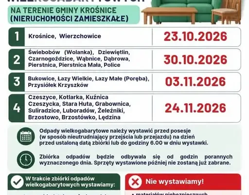 Zbiórka odpadów wielkogabarytowych w gminie Krośnice – sprawdź harmonogram
