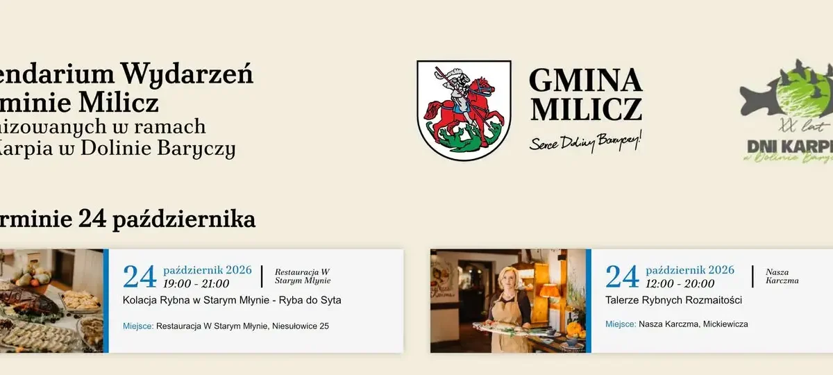 Dni Karpia w Dolinie Baryczy – kalendarium wydarzeń w Gminie Milicz na 24 października