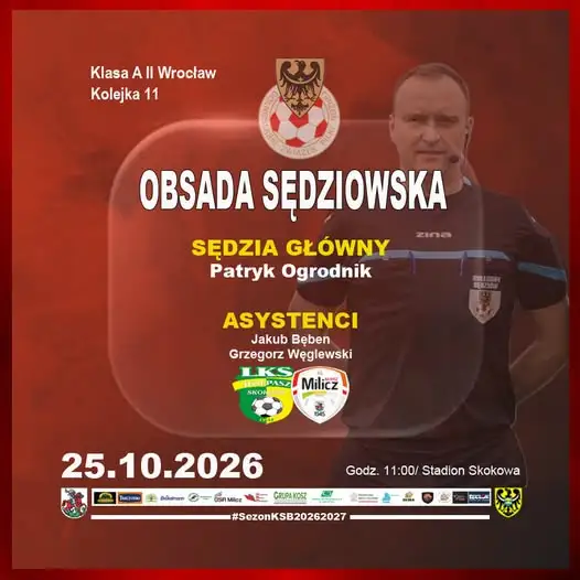 Obsada sędziowska na mecz LKS Dolpasz Skokowa – KS Barycz Milicz
