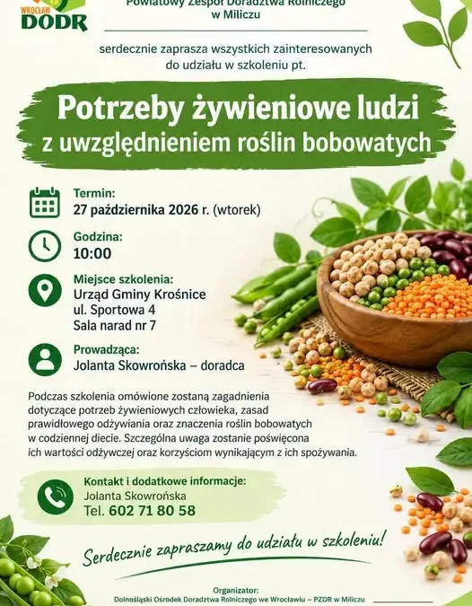 Szkolenie o zdrowym odżywianiu i roślinach bobowatych w Krośnicach