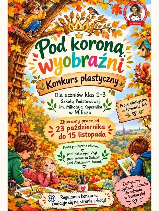 Jesienny konkurs plastyczny „Pod koroną wyobraźni” dla uczniów klas I–III