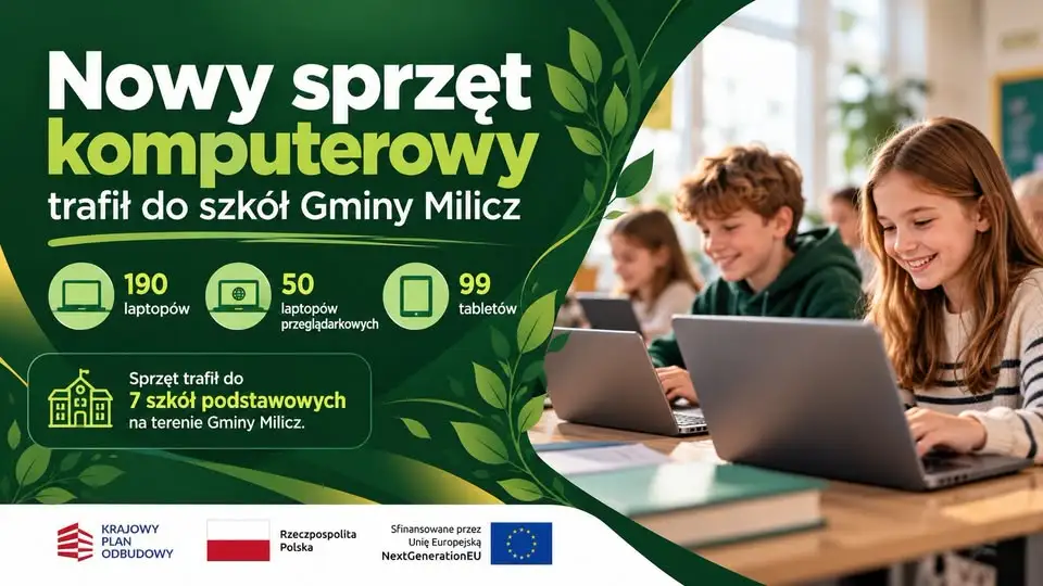339 nowych laptopów i tabletów dla szkół w gminie Milicz