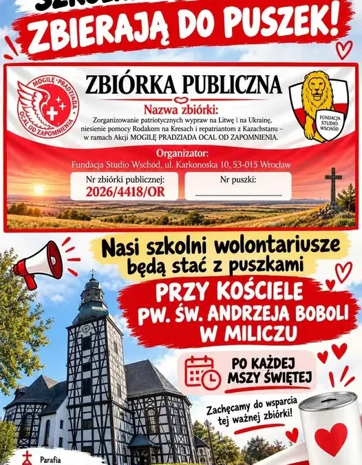 Szkolni wolontariusze z Milicza kwestują na rzecz Polaków na Kresach